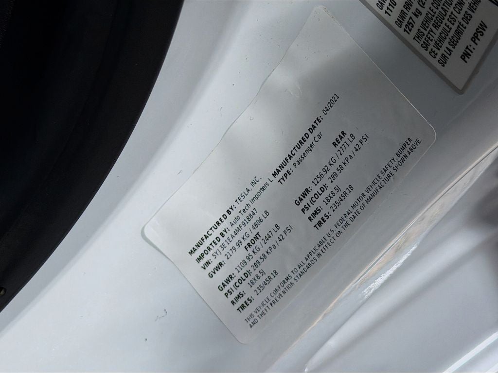 2021 Tesla Model 3 Standard Range Plus
