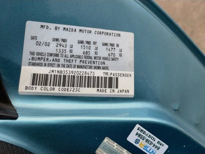 2002 Mazda Mazda MX-5 Miata Cloth
