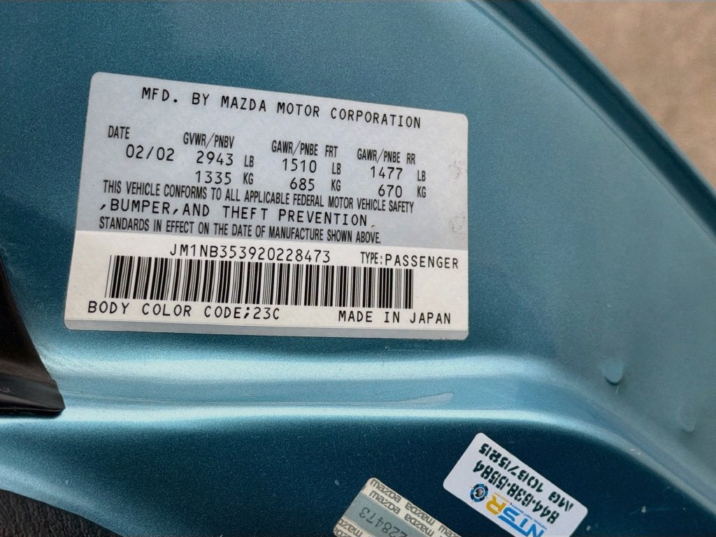 2002 Mazda Mazda MX-5 Miata Cloth
