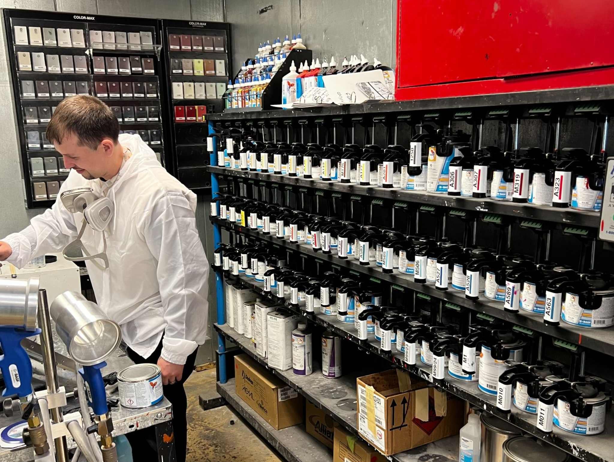 man analysing collision